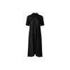 Mongplisse [Women'S] Collared Half-Zip Pleated Dress (Black)