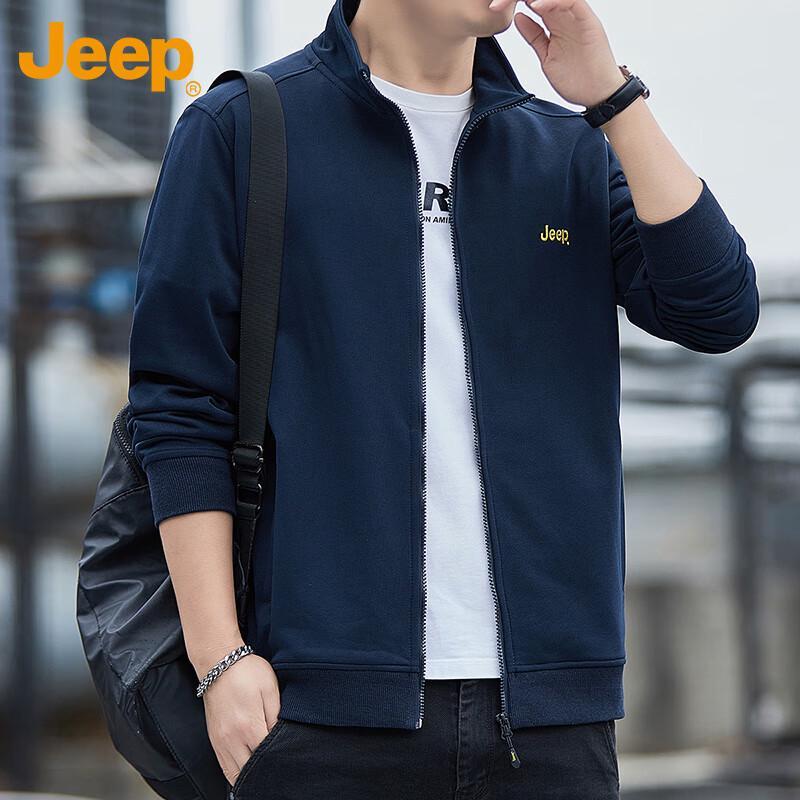 JEEP Men's Casual Stand-Collar Cardigan Sweatshirt