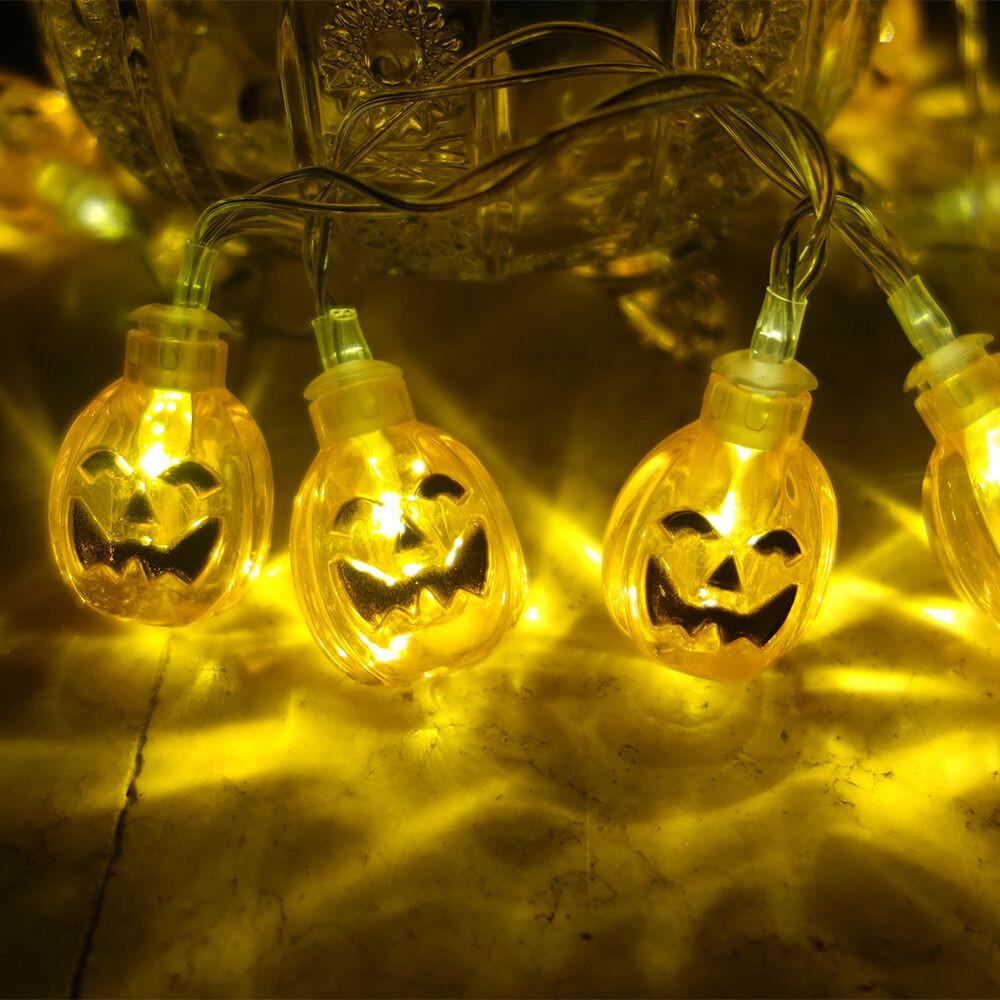 Enchanting Halloween Led String Lights Featuring Whimsical Pumpkins Spiders Skeletons For Festive Window Decor