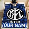 1PC Custom Name Inter Milan Patterned Flannel Blanket Suitable For All Seasons for Home Decor Warmth and Comfort Gifts Holiday Present
