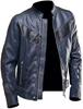 Handmade Lambskin Soft Stylish Men Jacket Black & Blue Genuine Lambskin Real Leather