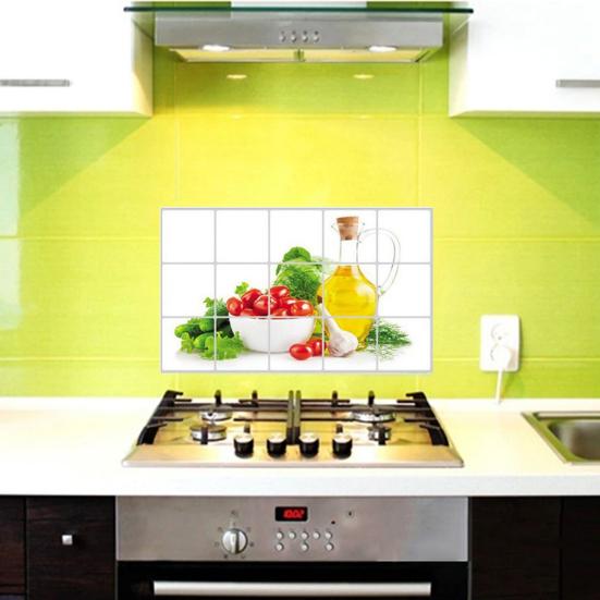 Practical Wall Stickers Oilproof Decorative Removable Cartoon Fruit Pattern