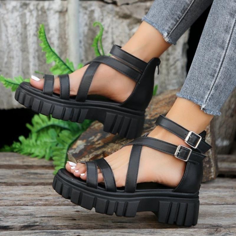 Women's Platform Sandals 2026Summer Roman Style Sandal Ankle Strap Casual Sandals for Women Open Toe Beach Shoes Sandalias Mujer
