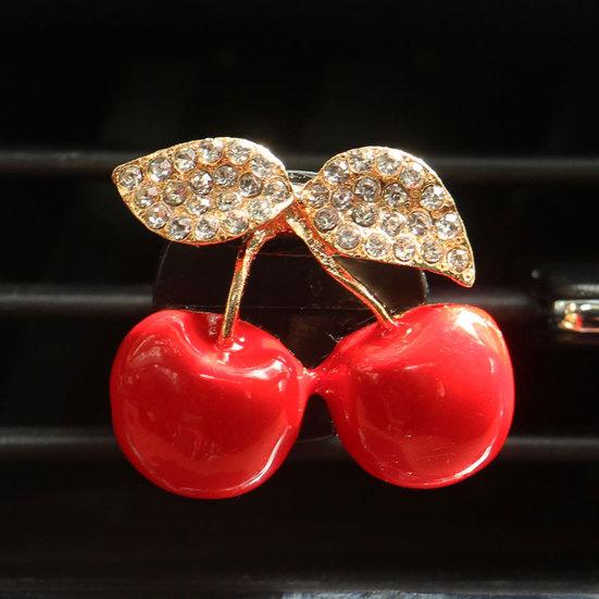 Deer Tower Cherry Rhinestone Car Air Outlet Fragrance Perfume Clip Freshener