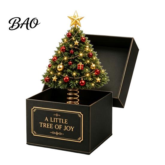 Christmas Party Favors Magic Gift Box, Spring-Loaded Pop-Up Holiday 3D Santa Tabletop Ornaments Claus Snowman Angel Elk Trick Box for Xmas Parties,