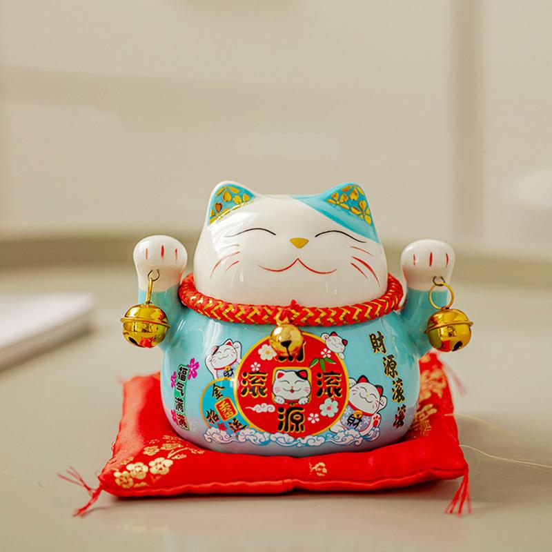 Maneki Neko Figurine Feng Shui Fortune Lucky Cat 4.5in Cute Wealth Cat Figurine Maneki Neko Feng Shui Fortune Creative Ceramics