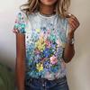 Women's Round Neck Short Sleeved T-shirt, Women's Summer Small Animal Print, 3D Digital Print, Popular Print Summer Top 2880 EMA