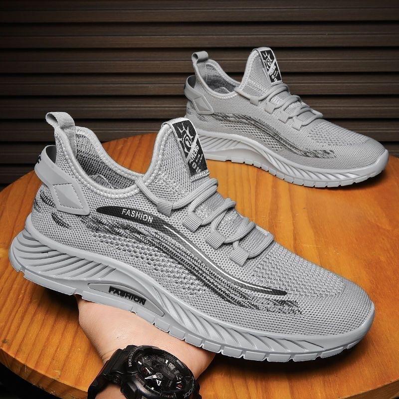 Flying woven men's shoes summer breathable running sports shoes young men's soft-soled versatile men's shoes casual mesh shoes