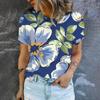 Flower Print Fashion Short Sleeve Top Summer Casual Breathable Round Neck T-shirt Elegant Simple Loose Women's T-shirt