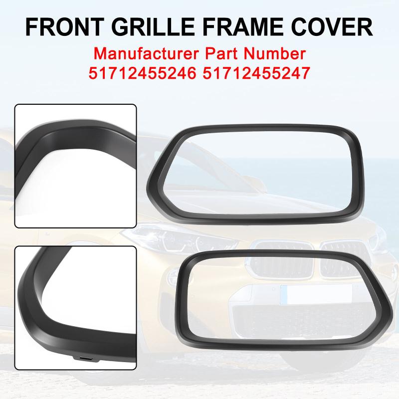 2pcs Front Bumper Grill Frame Cover Trim Modified Replacement Parts 51712455246 Compatible For Bmw