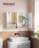 Mirror Cabinet Bathroom Cabinet Storage Cabinet with 3 Doors Bathroom 15 X 90 X 60 Cm with Adjustable Shelves Modern White
