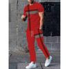 Nouveau Survêtement Sportif d'Été pour Homme T-shirt à Manches Courtes Imprimé avec Assemblage Col Rond Pantalon Lâche Ensemble Deux Pièces Streetwear
