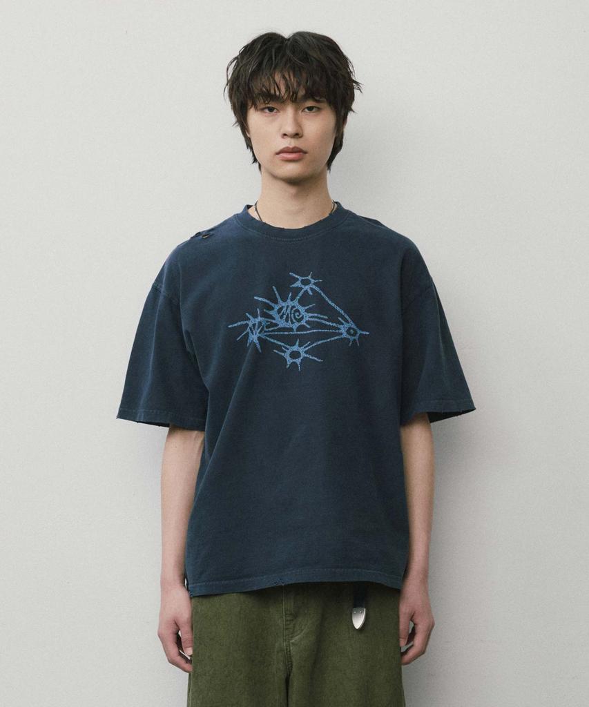 WMC Washed Wall Marking T-Shirt_Navy