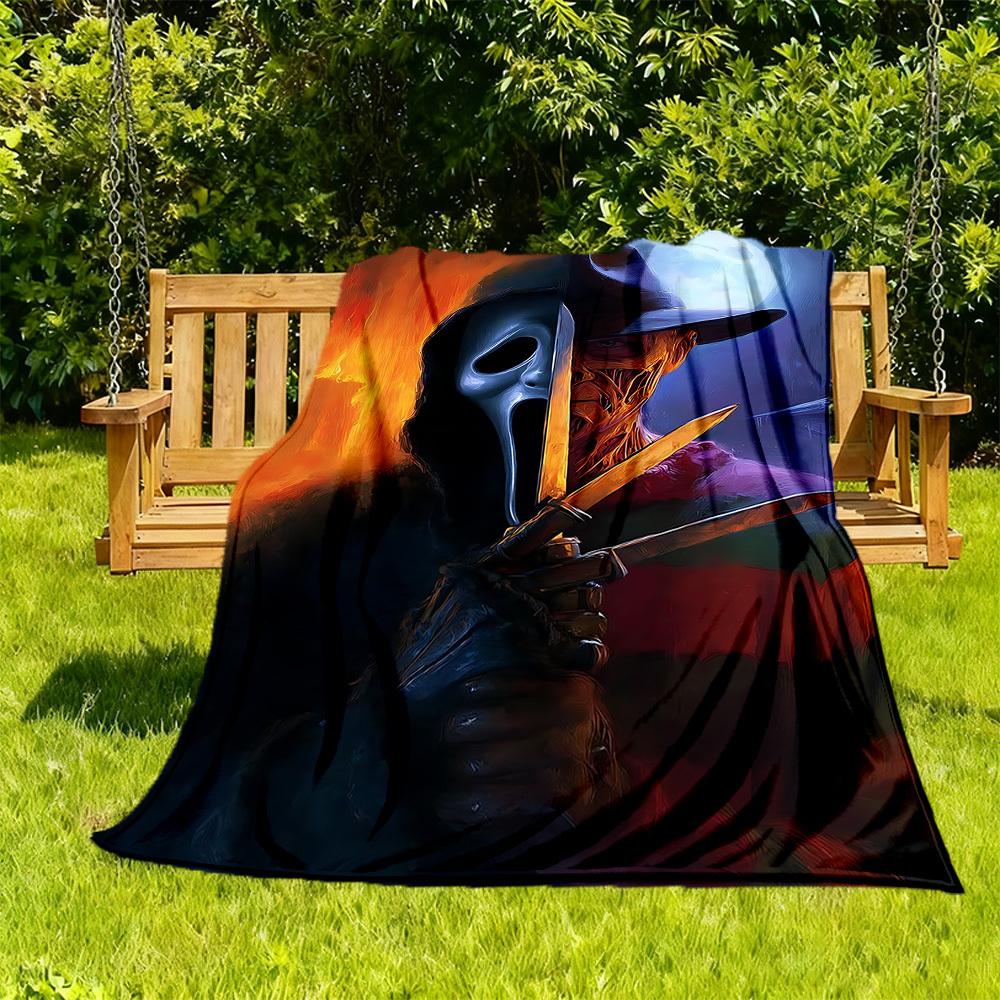 1ks Nôž Ghostface Vonkajšia deka Ľahký flanel, Mäkká a teplá, Na celoročné použitie na pohovku, Vonku, Kempovanie, Obývaciu izbu, Kanceláriu, Stoličku