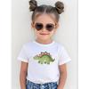 European Sizes Girls' Outdoor T-Shirt, Cotton T-Shirt, Casual Fashion Cartoon Dinosaur Print Top
