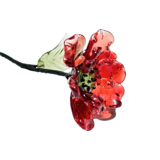 Flor de Vidro Artesanal Yousheng com Haste de Arame Flor Miniatura Floral Colorida Soprada à Mão Decoração Vaso de Flores de Mesa para Casa Sala de Estar Escritório