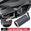 Car Mouldings Trim 2m PU Leather Self-Adhesive Moulding Trim For Door Dashboard Sticker Decorative Line Car Interior Styling