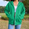 Damesmode Casual Effen Kleur Sweatshirt Herfst/Winter Lange Mouw Zak Cardigan Jas Rits Hoodie Jas