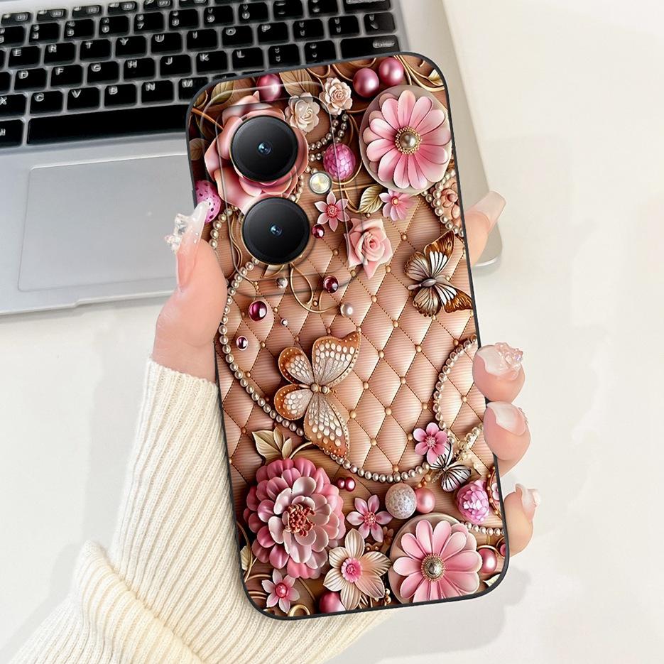 For Xiaomi Redmi 13C 5G Case Luxury Flowers Cartoon Cover Soft TPU Matte Phone Case For Xiaomi Redmi 13R Redmi13C 5G Fundas Bags
