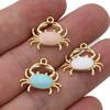 10Pcs Enamel Gold Color Pink Crab Charm Pendant For Jewelry Making Bracelet Necklace Diy Earrings Accessories Craft