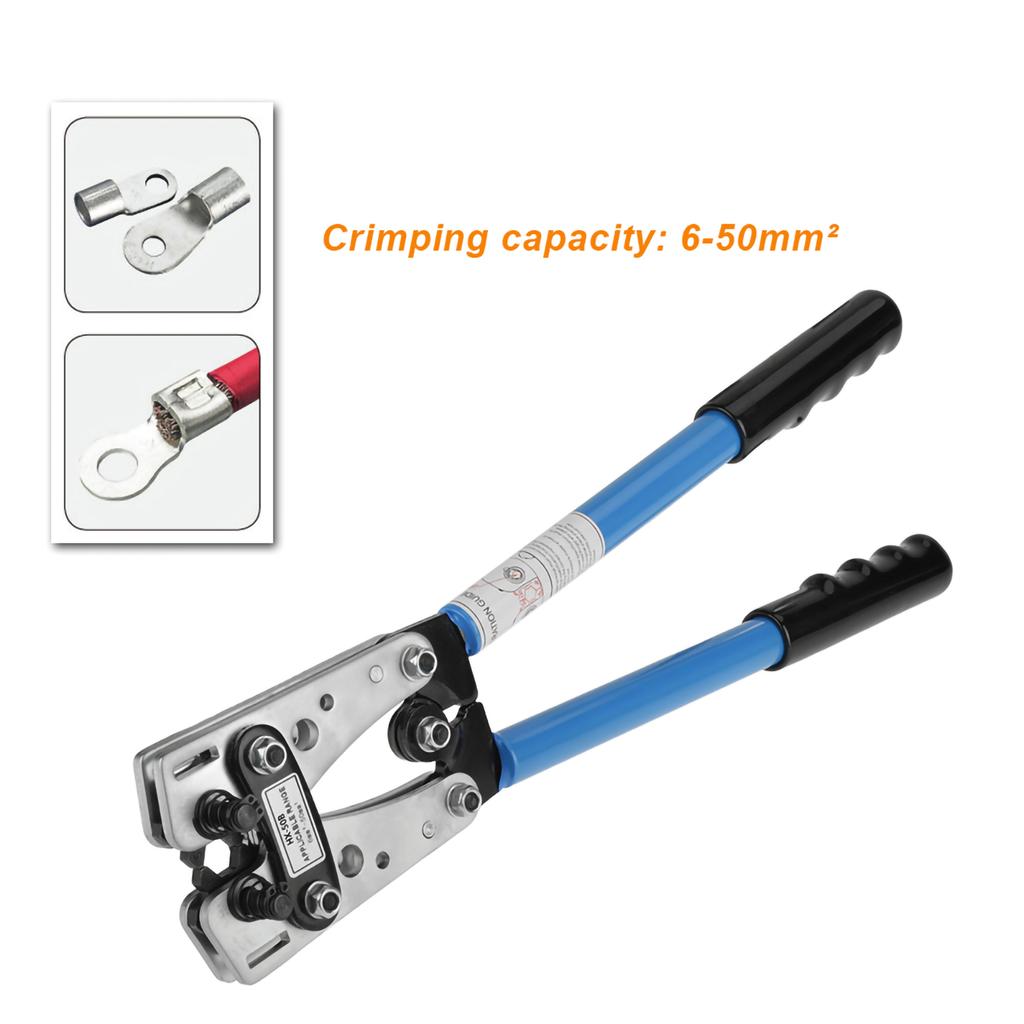 6 50 Mm HX 50B Plug Terminal Crimping Tool Cable Wire Lug Hex Terminal Crimper(Blue)