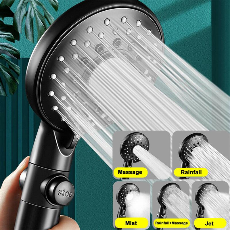 Yüksek Basınçlı Duş Başlığı 5 Mod 11cm Büyük Krom Ahize Kafaları Su Tasarrufu