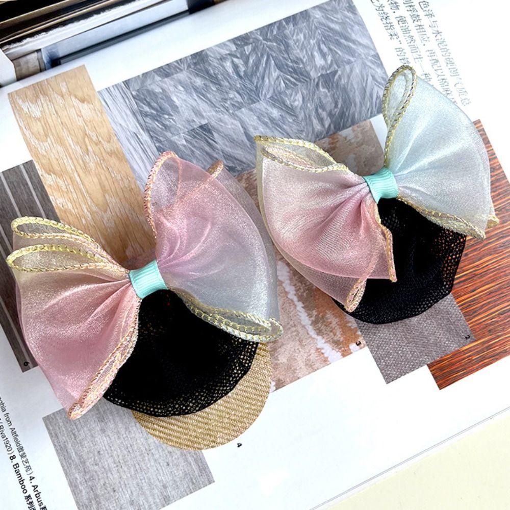 2PCS Spring Clip Ballet Hair Net Fashion Headdress Korean Bun Snood Girls Elastic Hair Net Kids