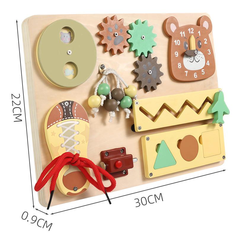 Multifunctional Montessori Busy Board Wooden Logic Thinking Toy For Toddlers