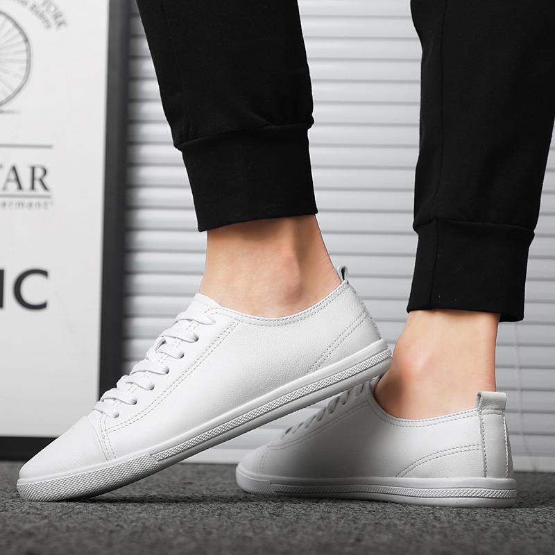 Bequeme Spaltlederschuhe Herrenmode Herren Freizeitschuhe Marke Mann Weiche Bequeme Ballerinas Herren Schnürschuhe Schwarz Weiß Sneaker
