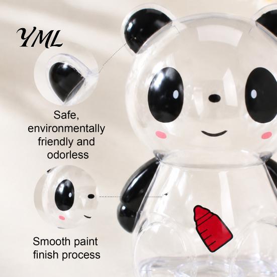 Break Resistant Piggy Bank Clear Panda for Kids, Plastic Cash Coin Bank, Money Management Box Saving Jar Decoration, Christmas Birthday Girls Boys