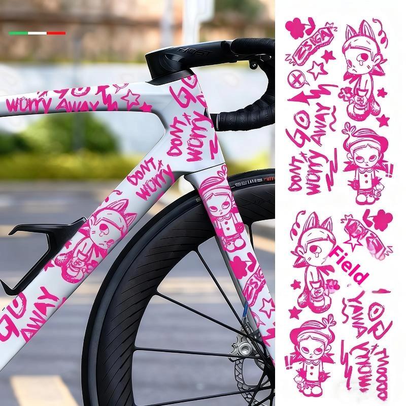 1 Set Mtb Racefietsen Frames Sticker Cartoon Diy Reflecterend Waterdicht Fietsstickers Voor Fietsframe Bovenbuis