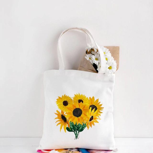 Women's Canvas Shoulder Shopping Bag With Grass Print Fashion Casual Reusable Eco Bag Large Capacity Tote Bag