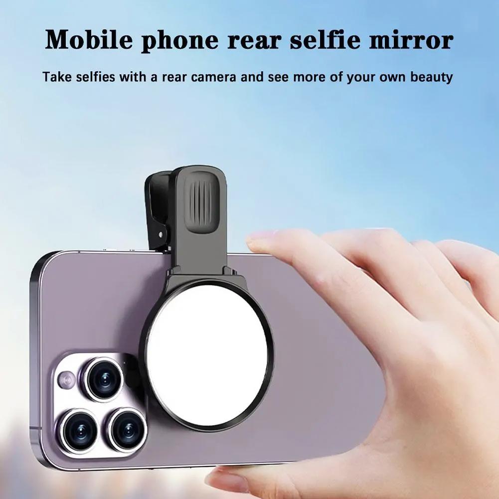Selfie Mirror Compact Mirror för telefon Universal telefonklämma kompatibel med iPhone 14/13/12/11