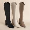 Fashion Plus Size 34-43 New Women Boots Zipper Thick High Heels Simple Thick High Heels Autumn Winter Boots Knee High Botas
