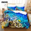 Onderwaterwereld Beddengoedset Dekbedovertrekset Driedelige set 3D Beddengoed Digitaal Bedrukt Beddengoed Queen Size Beddengoedset Modeontwerp