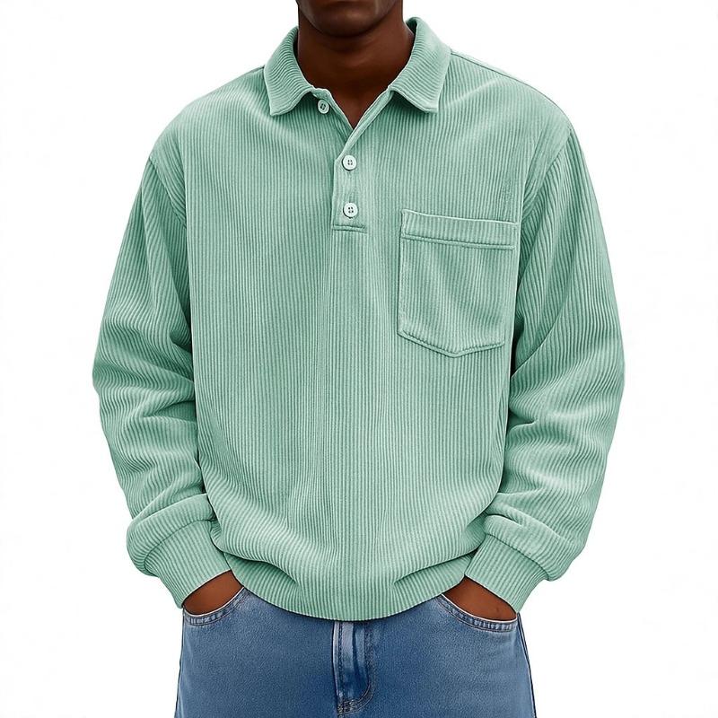 Long Sleeve Lapel Shirt Men's Corduroy Long Sleeve Shirt Autumn and Winter Retro Casual Kaji Trend