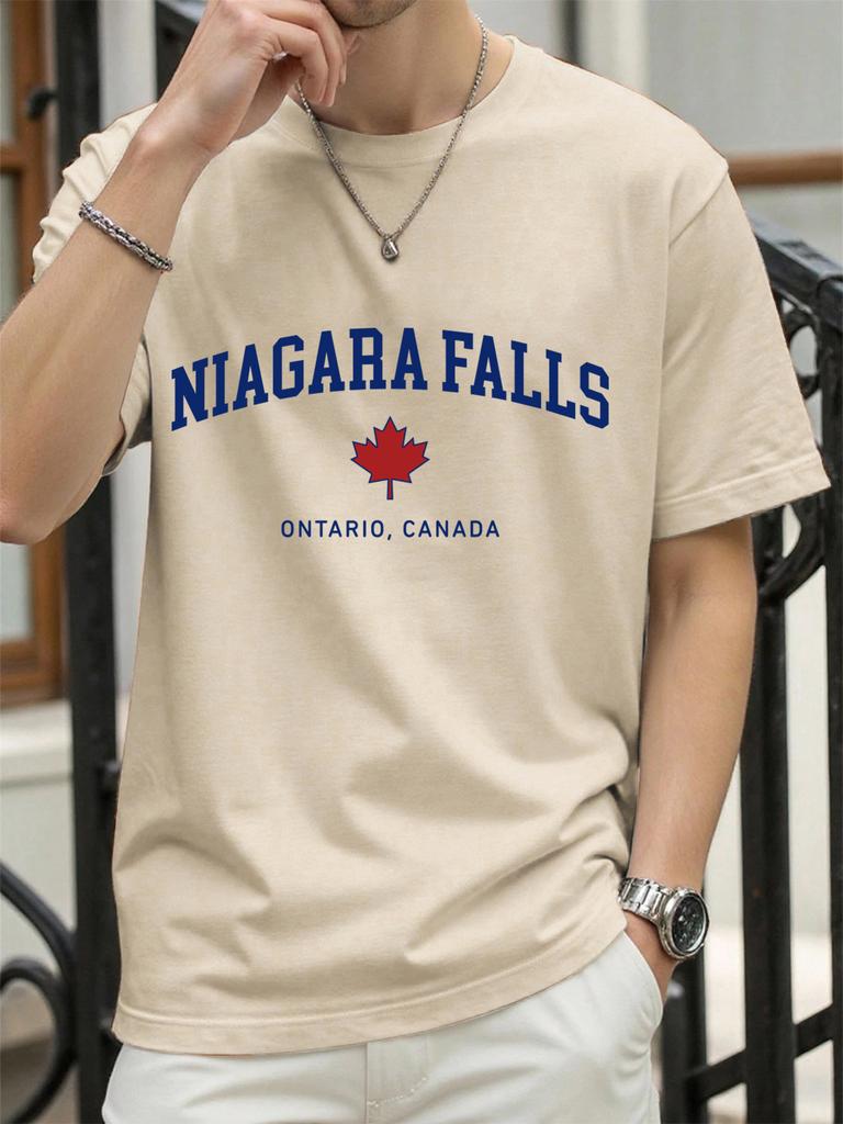 Niagara Falls Ontario Kanada Print T-Shirt Für Männer Sommer Mode T-Shirt Baumwolle Freizeitkleidung Bequem Weich Kurzarm