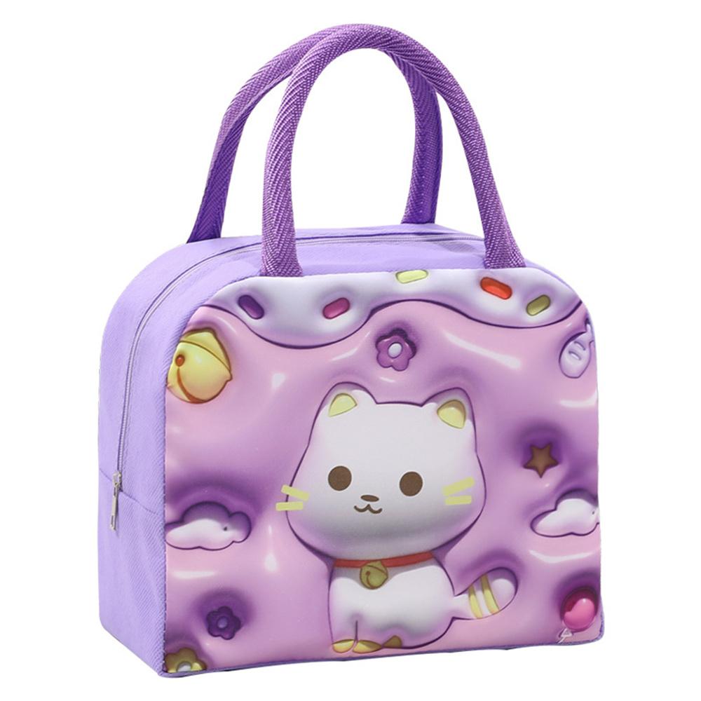 Cartoon Animal Pattern Lunch Bag Thickened Handheld Large Capacity Bento Bag