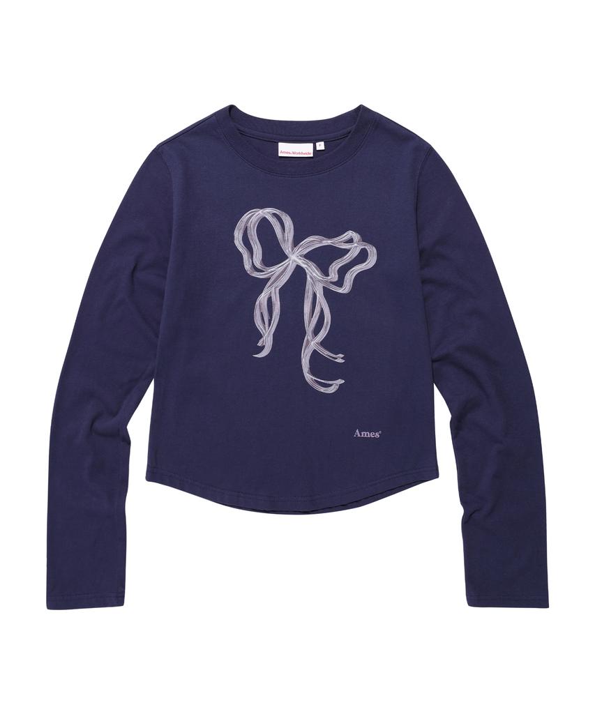 AMES-WORLDWIDE Ribbon Graphic Ls Tee Navy