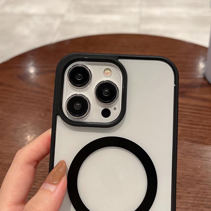 Farbrahmen Klare magnetische Acryl-Telefonhülle für iPhone 16 Pro Max 15 14 Pro 11 13 12 11 für Magsafe Stoßfester Linsenschutz TPU Transparente Abdeckung