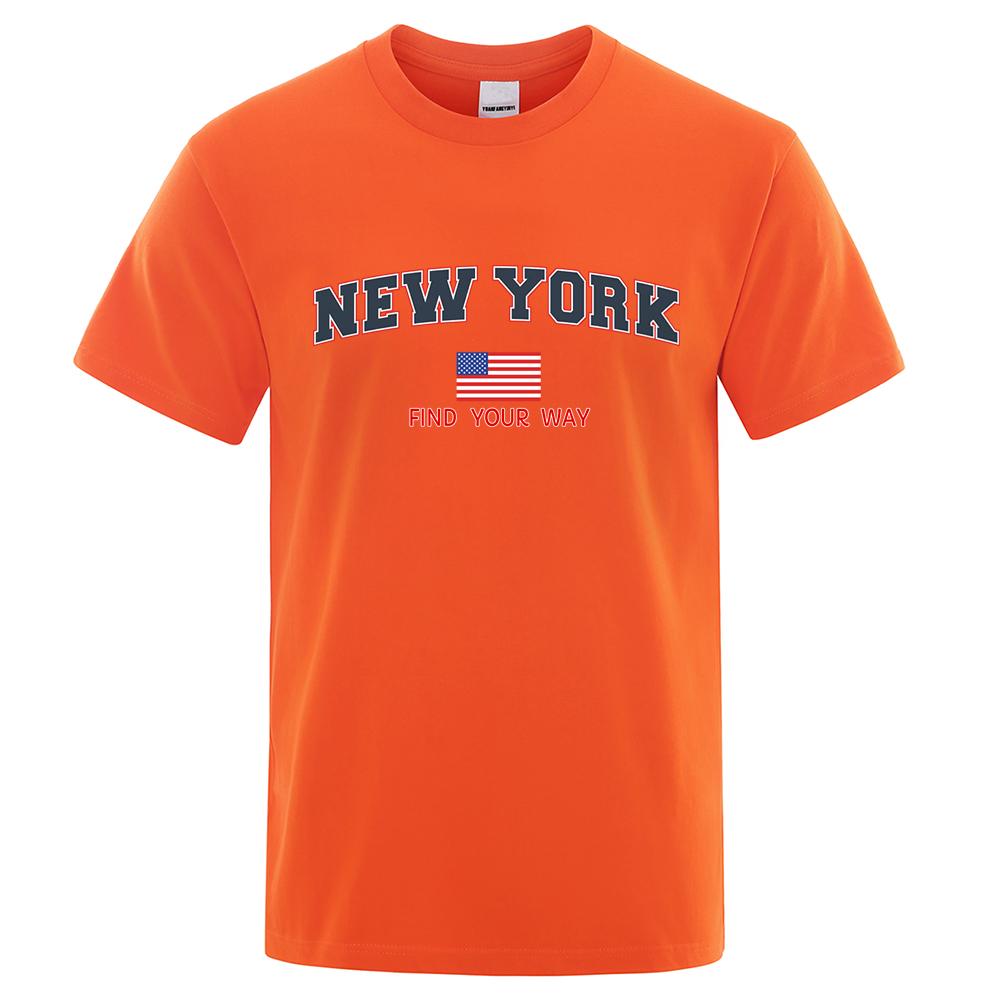 New York Finde Deinen Weg Usa Street Buchstaben T-Shirts Herren Übergroße Oberteile Cartoon Sommer T-Shirt Mode Lockeres T-Shirt Kleidung