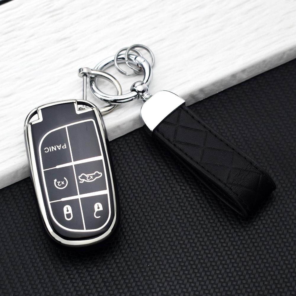 Etui na kluczyk samochodowy TPU z 2/3/5 przyciskami Dla Jeep Grand Cherokee Renegade Dla Dodge Ram Charger Challenger Journey Durango Fiat Pokrowiec na kluczyk