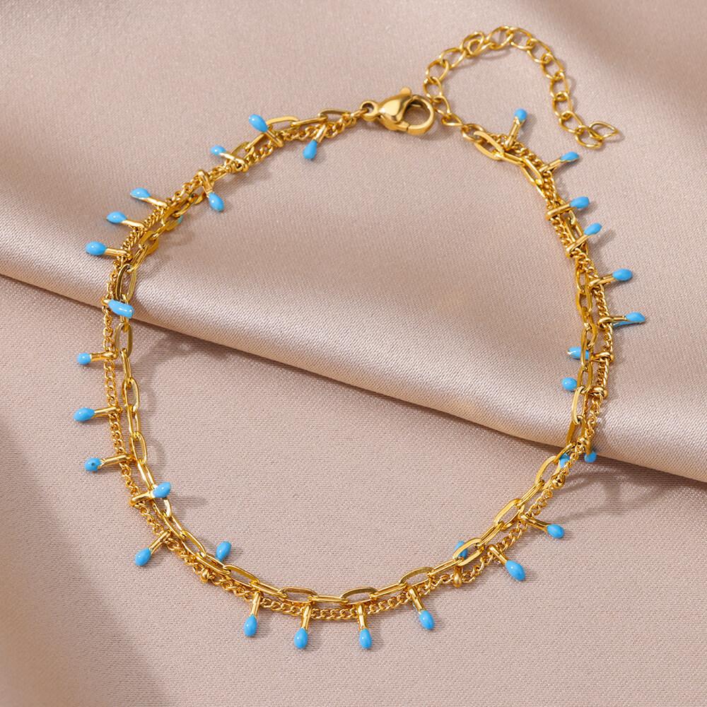 Anklets for Women Stainless Steel Stone Beaded Chain Anklet Summer Beach Accessories Boho Leg Bracelets Zircon Tobilleras Mujer