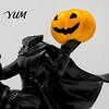 Resin Halloween Decor Headless Horseman Statue with Pumpkin, Horror Knight Holding Pumpkin Spooky Desktop Ornament Ornament, Horse Sculpture for Home