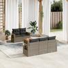 Vidaxl 6-Cz. Garden Furniture Set With Cushions, Grey, Poly Rattan