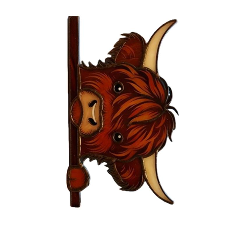 652F Funny Peeping Highlands Cow Window Decorations,Christmas Ornament for Shelf