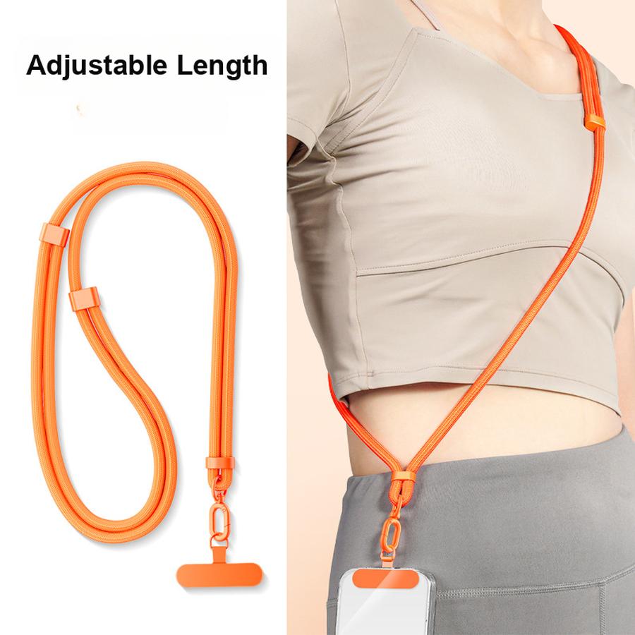 Mobile Phone Lanyard Adjustable Crossbody Neck Strap Rope with Stainless Steel Pads Anti-Lost Anti-Theft Woven Rope