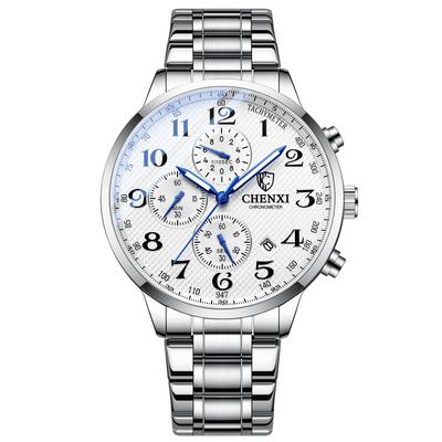 Chronomètre Affichage analogique Calendrier lumineux Étanche 3ATM Acier inoxydable Quartz Loisirs Affaires Élégant Accessoires de mode Anniversaire