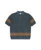 Sun Love Border Crochet Knit Polo Navy