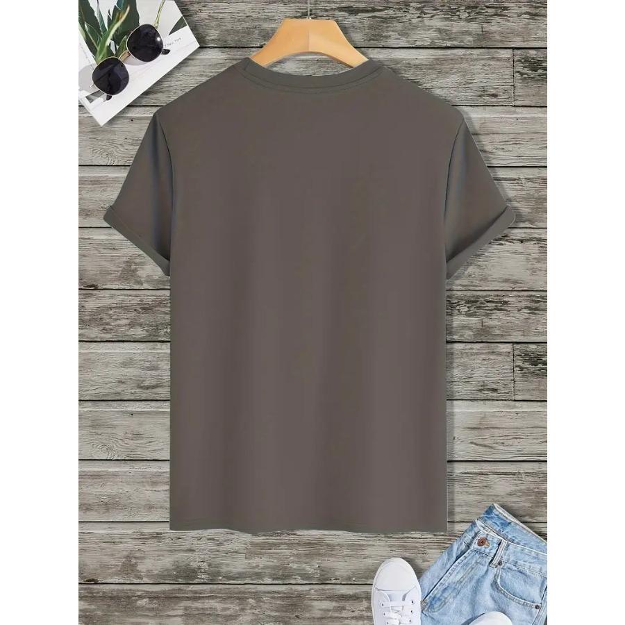 Pánské letní ležérní tričko s designem hlavy jelena - Prodyšný polyester, Kulatý výstřih, Krátký rukáv